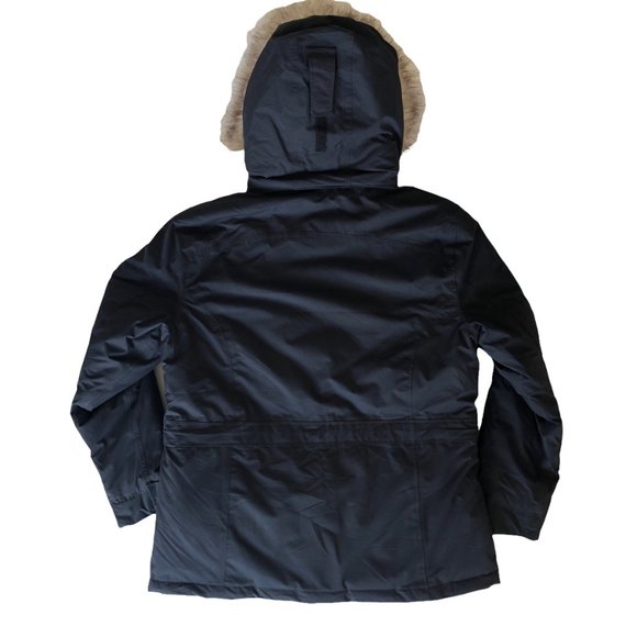 LL Bean Women's Baxter State Parka Black Removable Hood Faux Fur Down XS Petite - Picture 3 of 15
